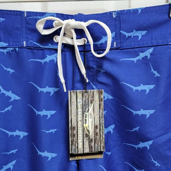 OHO Gear Fishing Boardshorts Mens 36 Blue Shark Outdoor Performance Pockets New - Picture 3 of 14